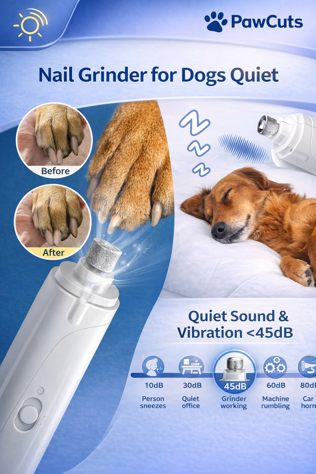 PawCuts Gentle Grooming Pet Nail Grinder & Clipper