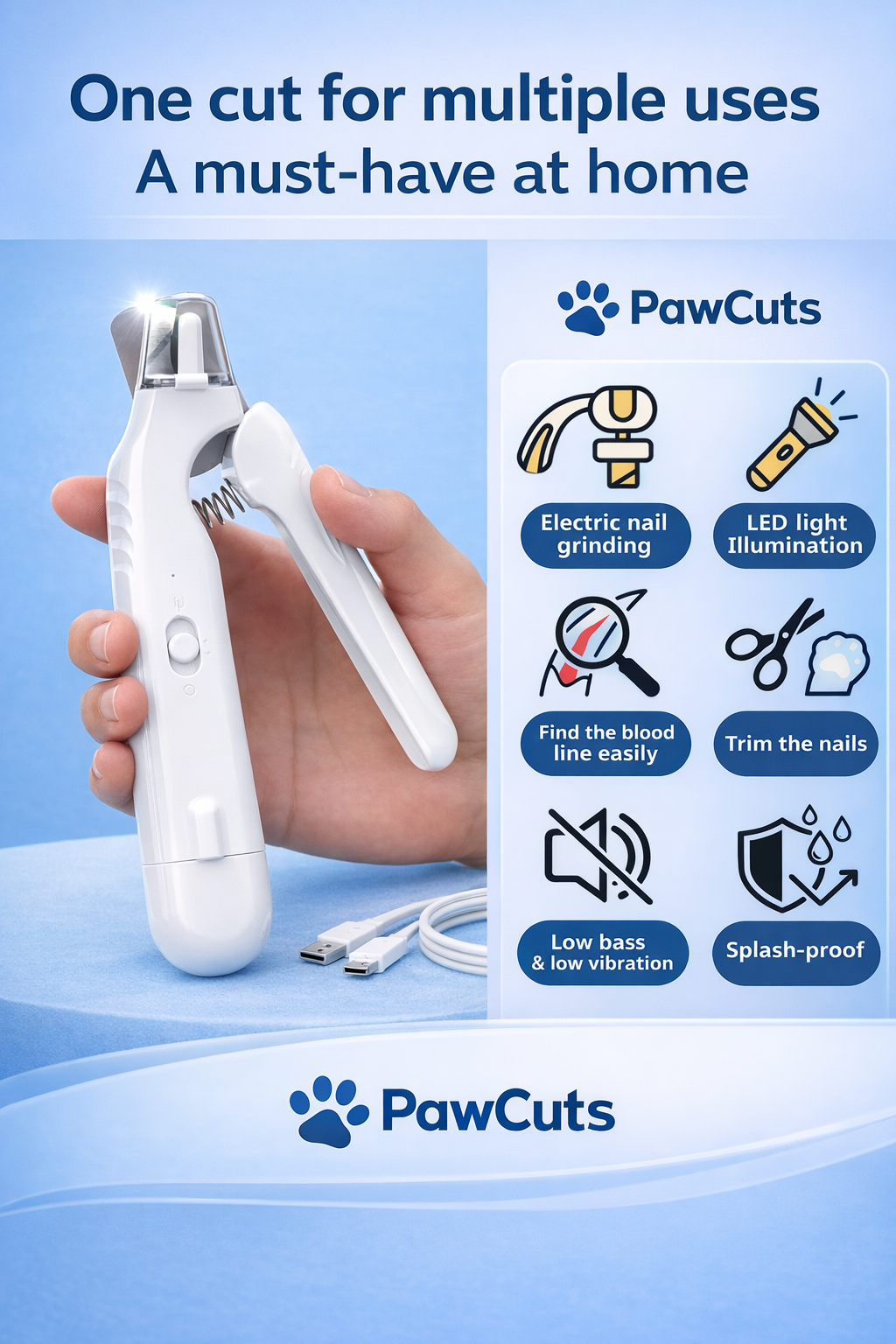 PawCuts Gentle Grooming Pet Nail Grinder & Clipper